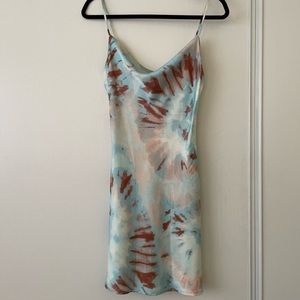 Worn once! Tie dye pink and blue cowl neck dress